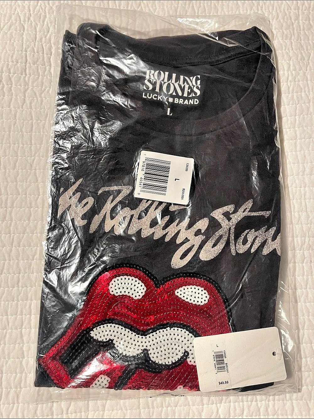 Lucky brand 20ROLLING STONES Graphic Short Sleeve Tee Black Size Large NWT